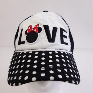 Disney Minnie Mouse Embroidered Polka Dot Baseball Cap Hat Adjustable